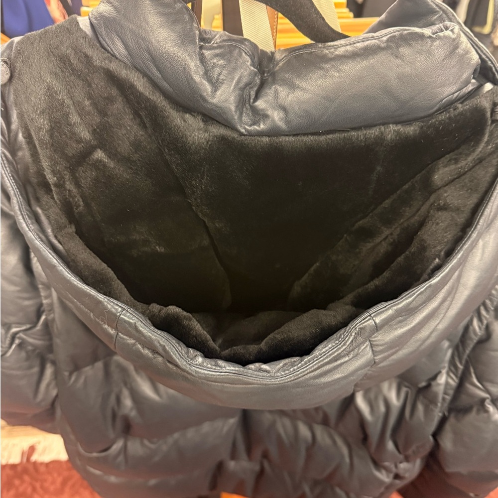 Burberry Detachable Sleeve Hooded Puffer Jacket- Lamb Leather - Picture 14 of 16